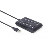 Хаб USB Gembird UHB-U2P10P-01, Black, USB 2.0 - 10xUSB 2.0, кабель 80 см - Зображення 2