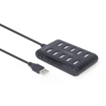 Хаб USB Gembird UHB-U2P10P-01, Black, USB 2.0 - 10xUSB 2.0, кабель 80 см - Зображення 2