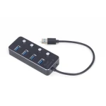 Хаб USB Gembird UHB-U3P4P-01, Black, USB 3.1 - 4xUSB 3.0, кабель 24 см, алюмінієвий корпус - Зображення 2