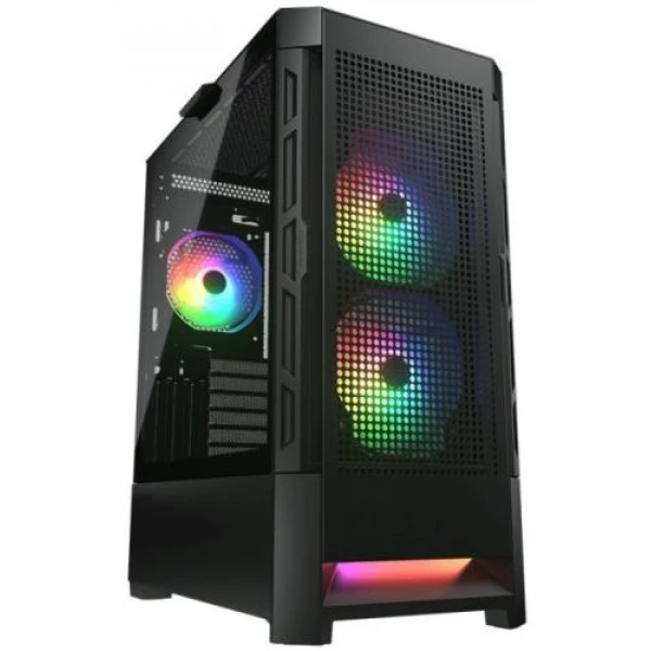 Корпус Cougar Airface RGB Black, без БЖ, ATX / Micro ATX / Mini ITX, USB 3.0 x2, USB 2.0 x1, RGB підсвічування, 2x140 ARGB, 1x120 ARGB, загартоване скло, 230x491x386 мм