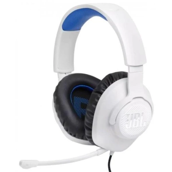 Навушники JBL Quantum 100P Console, White, 3.5 мм, мікрофон, динаміки 40 мм, технологія "QuantumSOUND Signature", 1.2 м (JBLQ100PWHTBLU)