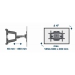 Настінне кріплення LCD/Plasma TV 32-75" Gembird WM-75ST-02 чорне, навантаження: до 45 кг, нахил: до -5°/+8°, поворот: ±50°, відступ від стіни 55-490мм, VESA 600x400 мм - Зображення 6