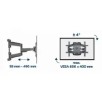 Настінне кріплення LCD/Plasma TV 32-75" Gembird WM-75ST-02 чорне, навантаження: до 45 кг, нахил: до -5°/+8°, поворот: ±50°, відступ від стіни 55-490мм, VESA 600x400 мм - Зображення 6