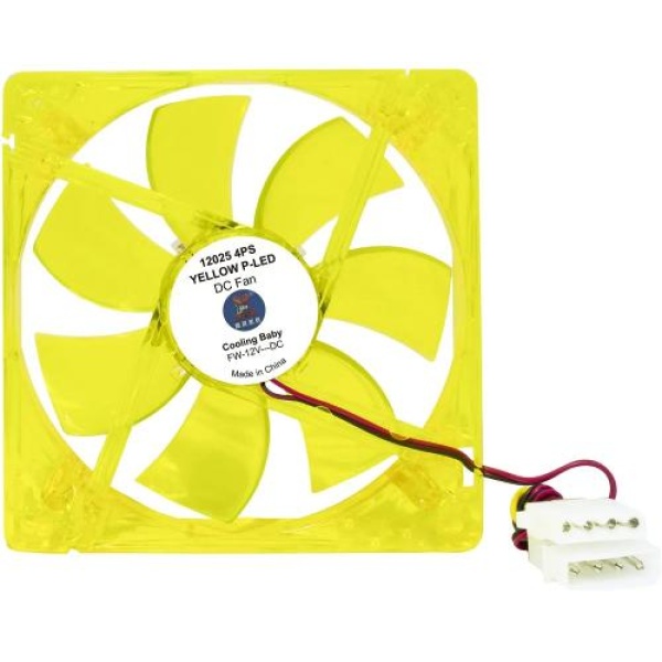 Вентилятор 90 мм, Cooling Baby 9025 4PS yellow, 90x90x25мм SB 12В 0,18А 25 дБ, 1400-2500 об/хв 4pin PWM