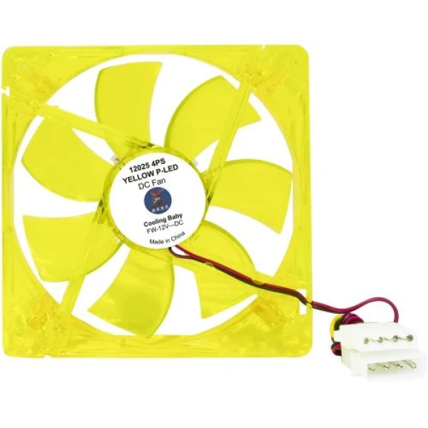 Вентилятор 90 мм, Cooling Baby 9025 4PS yellow, 90x90x25мм SB 12В 0,18А 25 дБ, 1400-2500 об/хв 4pin PWM