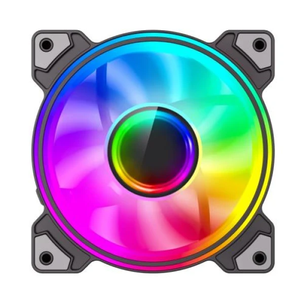 Вентилятор 120 мм, GameMax Dual Ring Infinity, Black, 120х120х25 мм, ARGB підсвічування, 1200 об/хв, 30 дБ, 3-pin/Molex / 3-pin ARGB
