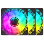 Вентилятор 120 мм, GameMax KF300R, Black, 3 шт, 120х120х25 мм, RGB підсвічування, 800-1600 об/хв, 31.2 дБ, 4-pin (PWM) / 3-pin (RGB), Hydraulic Bearing, 9 Reverse Fan Blade (KF300R BK) - Зображення 2
