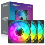 Вентилятор 120 мм, GameMax KF300R, Black, 3 шт, 120х120х25 мм, RGB підсвічування, 800-1600 об/хв, 31.2 дБ, 4-pin (PWM) / 3-pin (RGB), Hydraulic Bearing, 9 Reverse Fan Blade (KF300R BK) - Зображення 7