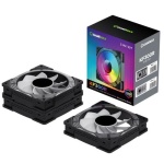 Вентилятор 120 мм, GameMax KF300R, Black, 3 шт, 120х120х25 мм, RGB підсвічування, 800-1600 об/хв, 31.2 дБ, 4-pin (PWM) / 3-pin (RGB), Hydraulic Bearing, 9 Reverse Fan Blade (KF300R BK) - Зображення 8