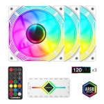 Вентилятор 120 мм, GameMax KF300, White, 3 шт, 120х120х25 мм, RGB підсвічування, 800-1600 об/хв, 31.2 дБ, 4-pin (PWM) / 3-pin (RGB), Hydraulic Bearing, ARGB HUB, пульт ДК (KF300 WH) - Зображення 2