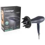 Фен Holmer HHD-260I PRO, Black, 2600W, 2 швидкості, 3 режими, іонізація, діфузор, концентратор, AC motor, функція Cool Shot, ручка Soft Touch, нагрівальний елемент керамічний - Зображення 8