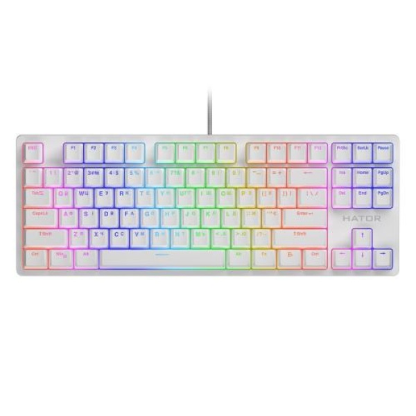 Клавіатура Hator Rockfall 2 TKL Mecha, White, USB, механічна (перемикачі Aurum "Indigo"), RGB підсвічування з індивідуальним налаштуванням кожної кнопки (HTK-521UA)