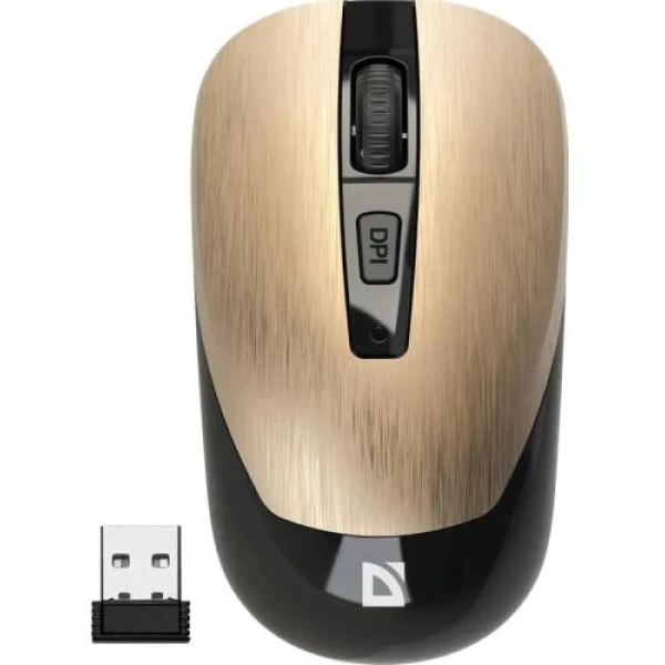 Миша бездротова Defender Wave MM-995, Gold, USB, оптична (сенсор PixArt 3065), 800-1600 dpi, 3 кнопки, 1xAA (52994)