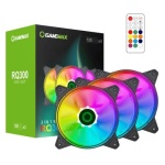 Вентилятор 120 мм, GameMax RQ300, Black, 3 шт, 120х120х25 мм, ARGB підсвічування, 600-1100 об/хв, до 21 дБ, 3-pin / Molex / 3-pin (ARGB), гідродинамічний підшипник, пульт ДК - Зображення 5