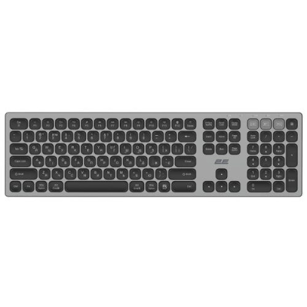 Клавіатура бездротова 2E KS270, Grey/Black, Bluetooth / USB 2.4GHz, до 10 м, 2xAAA (2E-KS270WBPN_UA)