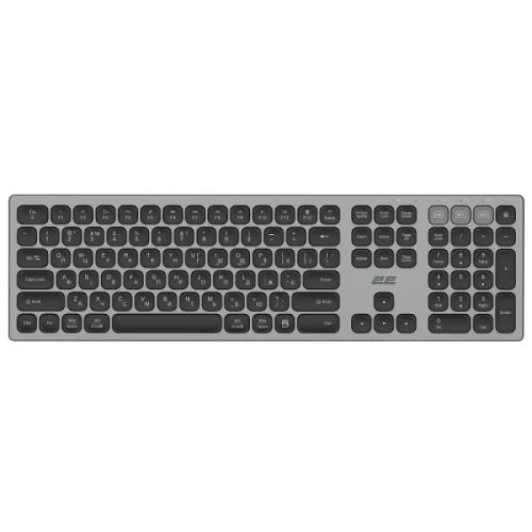 Клавіатура бездротова 2E KS270, Grey/Black, Bluetooth / USB 2.4GHz, до 10 м, 2xAAA (2E-KS270WBPN_UA)
