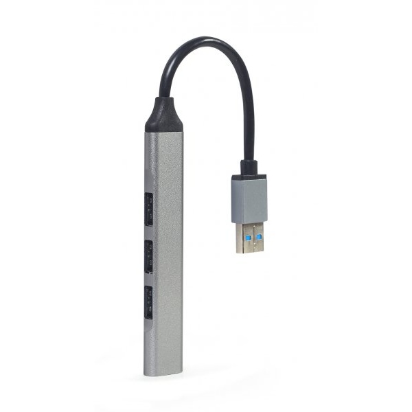 Хаб USB Gembird UHB-U3P1U2P3-02, Grey, USB 3.1 - 1xUSB 3.1 / 3xUSB 2.0, кабель 13 см, алюмінієвий корпус