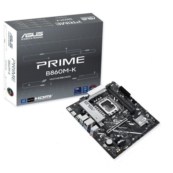 Материнська плата LGA1851, Asus PRIME B860M-K, B860, 2xDDR5, 1xPCI-E 4.0 x16, 2xPCI-E 4.0 x1, 4xSATA3, 2xM.2, Realtek 7.1, Realtek 2.5Gb, HDMI/DP, MicroATX