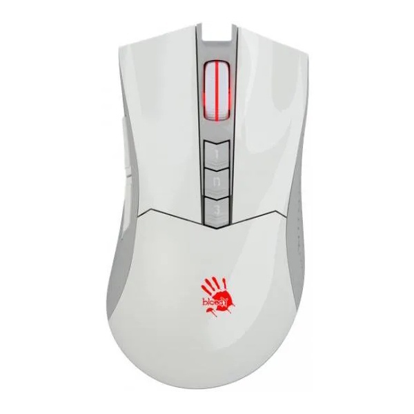 Миша бездротова Bloody R90 Plus, White, USB 2.4GHz, оптична (сенсор BC3332-S), 100 - 5000 cpi, 150 IPS, 8 програмованих кнопок, акумулятор 500 mAh