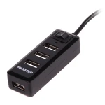 Хаб USB Maxxter HU2A-4P-AC-03, Black, USB 2.0 - 4xUSB 2.0, кабель 1 м, блок живлення