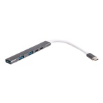 Хаб USB Maxxter HU3C-4P1PD-01, Grey, Type-C 3.0 - 1xType-C 3.0 (100 Вт) / 1xType-C 2.0 / 1xUSB 3.0 / 2xUSB 2.0, кабель 12 см, алюмінієвий корпус - Зображення 2