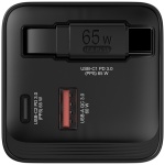 Мережевий зарядний пристрій Verbatim, Black, 65 Вт, GaN, 1xType-C (65 Вт / PD3.0), 1xUSB (18 Вт / QC3.0), вбуд. кабель Type-C (65 Вт, 80 см), цифровий LED дисплей (32217) - Зображення 2