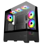 Корпус GTL Gaming "Universe", Black, без БЖ, Mid Tower, ATX / Micro ATX / Mini ITX, 1xUSB 3.0 / 2xUSB 2.0, макс. CPU - 170 мм / VGA - 425 мм, 4x120 мм ARGB, бічна та передня панель із загартованого скла (GTLXE218)