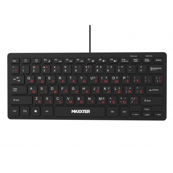 Клавіатура Maxxter KBM-C01B-UA, Black, USB, 78 кнопок, 1.8 м