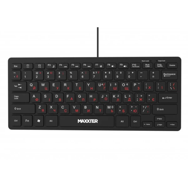 Клавіатура Maxxter KBM-C01B-UA, Black, USB, 78 кнопок, 1.8 м