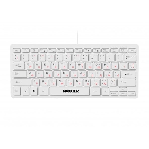 Клавіатура Maxxter KBM-C01W-UA, White, USB, 78 кнопок, 1.8 м