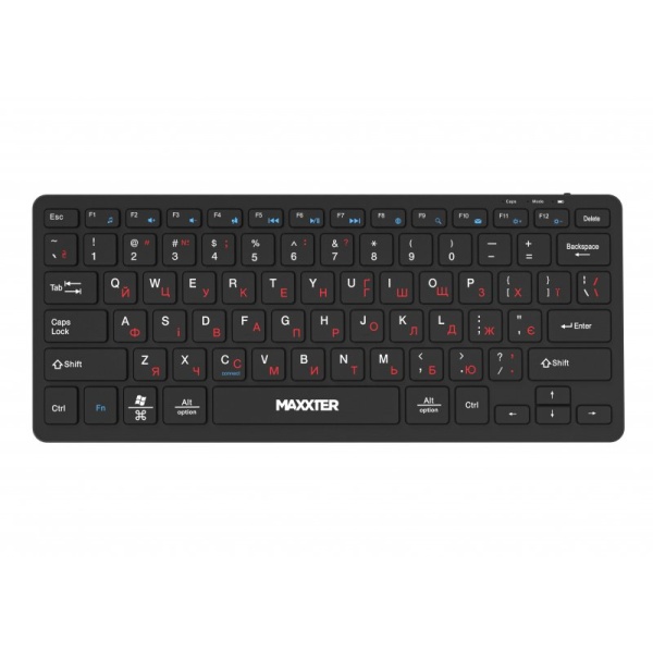 Клавіатура бездротова Maxxter KBW-C01B-UA, Black, USB 2.4GHz, 78 кнопок, акумулятор 180 mAh