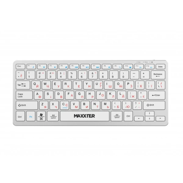 Клавіатура бездротова Maxxter KBW-C01S-UA, Silver, USB 2.4GHz, 78 кнопок, акумулятор 180 mAh