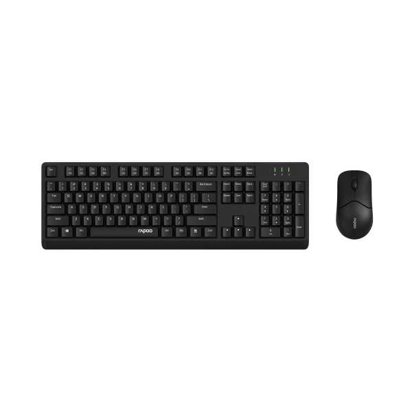 Комплект клавіатура+миша Rapoo X1500, Black, Bluetooth / 2.4 GHz / USB, 1 х AA, миша: 1200dpi, оптична, 3 кнопки, клавиатура: кнопок 107 шт. (мембранні), радіус дії 10 м