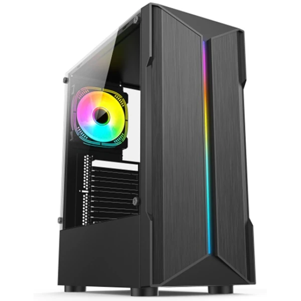 Корпус GTL Gaming "Trooper", Black, без БЖ, Mid Tower, ATX / Micro ATX / Mini ITX, 1xUSB 3.0 / 2xUSB 2.0, макс. CPU - 150 мм / VGA - 290 мм, бічна панель із загартованого скла (GTL1806)