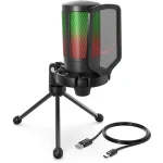 Мікрофон Fifine A6V, Black, USB, підключення дротове, підсвічування, - 40 дБ, кабель 2 м, настільний штатив, поп-фільтр - Зображення 4