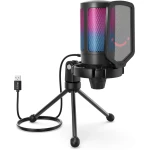 Мікрофон Fifine A6V, Black, USB, підключення дротове, підсвічування, - 40 дБ, кабель 2 м, настільний штатив, поп-фільтр - Зображення 2