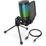 Мікрофон Fifine A6V, Black, USB, підключення дротове, підсвічування, - 40 дБ, кабель 2 м, настільний штатив, поп-фільтр - Зображення 3