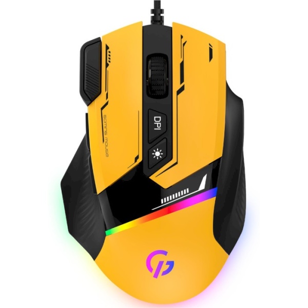 Миша GamePro GM300Y, Yellow/Black, USB, оптична (сенсор Instant 725F), 800-7200 dpi, 8 кнопок, RGB підсвічування, перемикачі Huano, 1.5 м