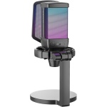 Мікрофон Fifine Q6, Black, USB, підключення дротове, кабель 2 м, RGB підсвічування, - 43 дБ, з регулятором чутливості, з антивібраційним кріпленням та поп-фільтром, дискова стійка - Зображення 2