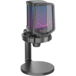 Мікрофон Fifine Q6, Black, USB, підключення дротове, кабель 2 м, RGB підсвічування, - 43 дБ, з регулятором чутливості, з антивібраційним кріпленням та поп-фільтром, дискова стійка - Зображення 6