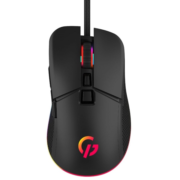 Миша GamePro GM340, Black, USB, оптична (сенсор Instant 725F), 7200 dpi, 7 кнопок, RGB підсвічування, кабель 1.5 м, перемикачі Huano