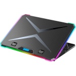 Підставка для ноутбука до 17" GamePro CP940, Black, RGB підсвічування, 3 х 100 мм, 3 х 70 мм вентилятор (1350 rpm), LCD-дисплей, метал/пластик, 2xUSB 2.0, 420 х 300 х 28 мм, 1100 г, регулювання швидкості вентиляторів та кута нахилу - Зображення 2