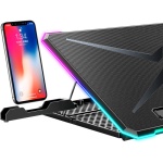 Підставка для ноутбука до 17" GamePro CP940, Black, RGB підсвічування, 3 х 100 мм, 3 х 70 мм вентилятор (1350 rpm), LCD-дисплей, метал/пластик, 2xUSB 2.0, 420 х 300 х 28 мм, 1100 г, регулювання швидкості вентиляторів та кута нахилу - Зображення 3