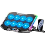 Підставка для ноутбука до 21" GamePro CP870, Black, RGB підсвічування, 8 x 70 мм вентилятор (2400 rpm), LCD-дисплей, метал/пластик, 2xUSB 2.0, 412 х 295 х 40 мм, 1100 г, регулювання швидкості вентиляторів та кута нахилу - Зображення 2