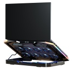 Підставка для ноутбука до 21" GamePro CP870, Black, RGB підсвічування, 8 x 70 мм вентилятор (2400 rpm), LCD-дисплей, метал/пластик, 2xUSB 2.0, 412 х 295 х 40 мм, 1100 г, регулювання швидкості вентиляторів та кута нахилу - Зображення 4