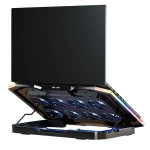 Підставка для ноутбука до 21" GamePro CP870, Black, RGB підсвічування, 8 x 70 мм вентилятор (2400 rpm), LCD-дисплей, метал/пластик, 2xUSB 2.0, 412 х 295 х 40 мм, 1100 г, регулювання швидкості вентиляторів та кута нахилу - Зображення 4