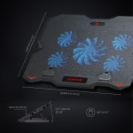 Підставка для ноутбука до 15.6" GamePro CP627, Black, RGB підсвічування, 1 х 125 мм, 4 х 60 мм вентилятор (28 dB 3200 rpm), метал/пластик, 2xUSB 2.0, 360 x 255 x 28 мм, 800 г - Зображення 6