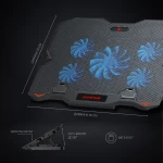Підставка для ноутбука до 15.6" GamePro CP627, Black, RGB підсвічування, 1 х 125 мм, 4 х 60 мм вентилятор (28 dB 3200 rpm), метал/пластик, 2xUSB 2.0, 360 x 255 x 28 мм, 800 г - Зображення 6