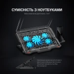 Підставка для ноутбука до 15.6" GamePro CP627, Black, RGB підсвічування, 1 х 125 мм, 4 х 60 мм вентилятор (28 dB 3200 rpm), метал/пластик, 2xUSB 2.0, 360 x 255 x 28 мм, 800 г - Зображення 8
