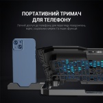 Підставка для ноутбука до 15.6" GamePro CP627, Black, RGB підсвічування, 1 х 125 мм, 4 х 60 мм вентилятор (28 dB 3200 rpm), метал/пластик, 2xUSB 2.0, 360 x 255 x 28 мм, 800 г - Зображення 9
